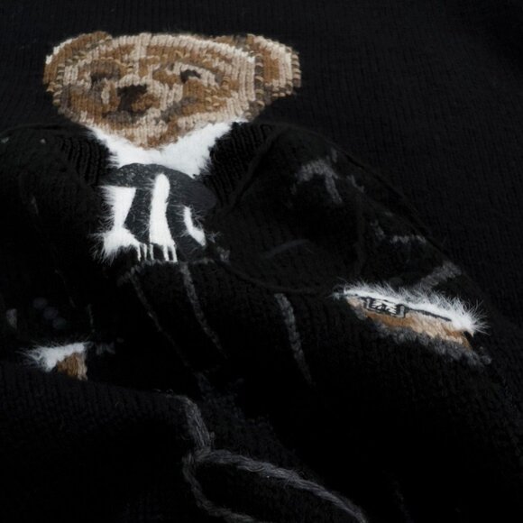 Polo Ralph Lauren Bear Cub Series Black Women's Wool Sweater - Picture 5 of 8